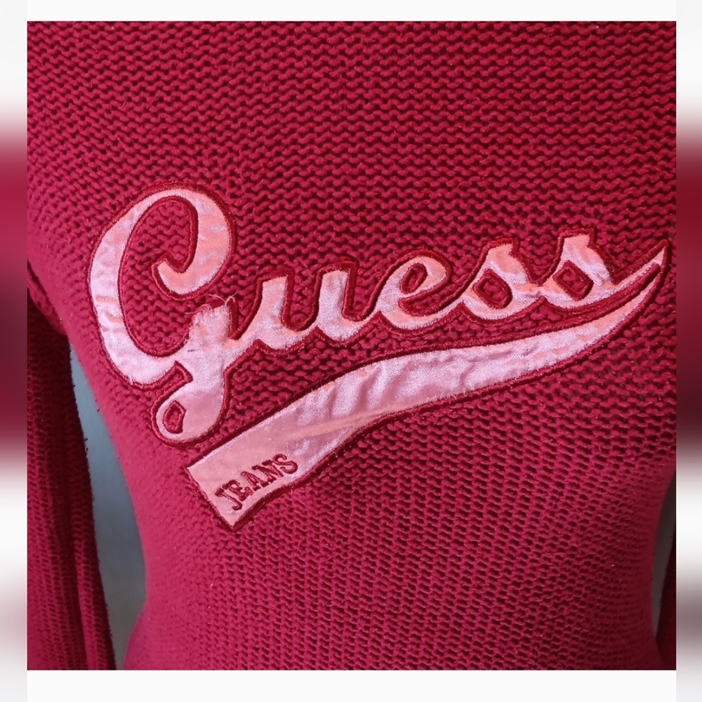Vintage Guess Jeans berry Red Sweater - Picture 2 of 4